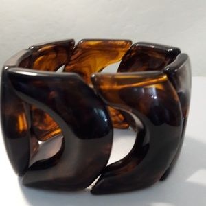 Vintage Stretch faux tortoise shell wide bracelet